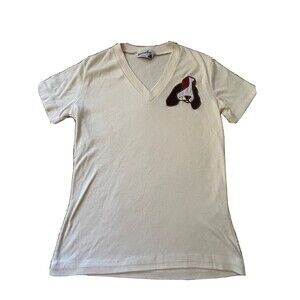 Women's Jamaica Bay Small Cream Shirt Short Sleeve Basset Hound Embroidered